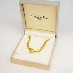 Christian Dior Necklace CD Rhinestone GP Plated Gold Women's