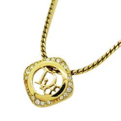 Christian Dior Necklace Diamond Rhinestone GP Plated Gold Women's