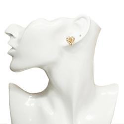 Christian Dior Earrings Heart Motif Rhinestone GP Plated Gold Women's