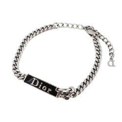 Christian Dior Bracelet Plate Metal Silver Black Women's