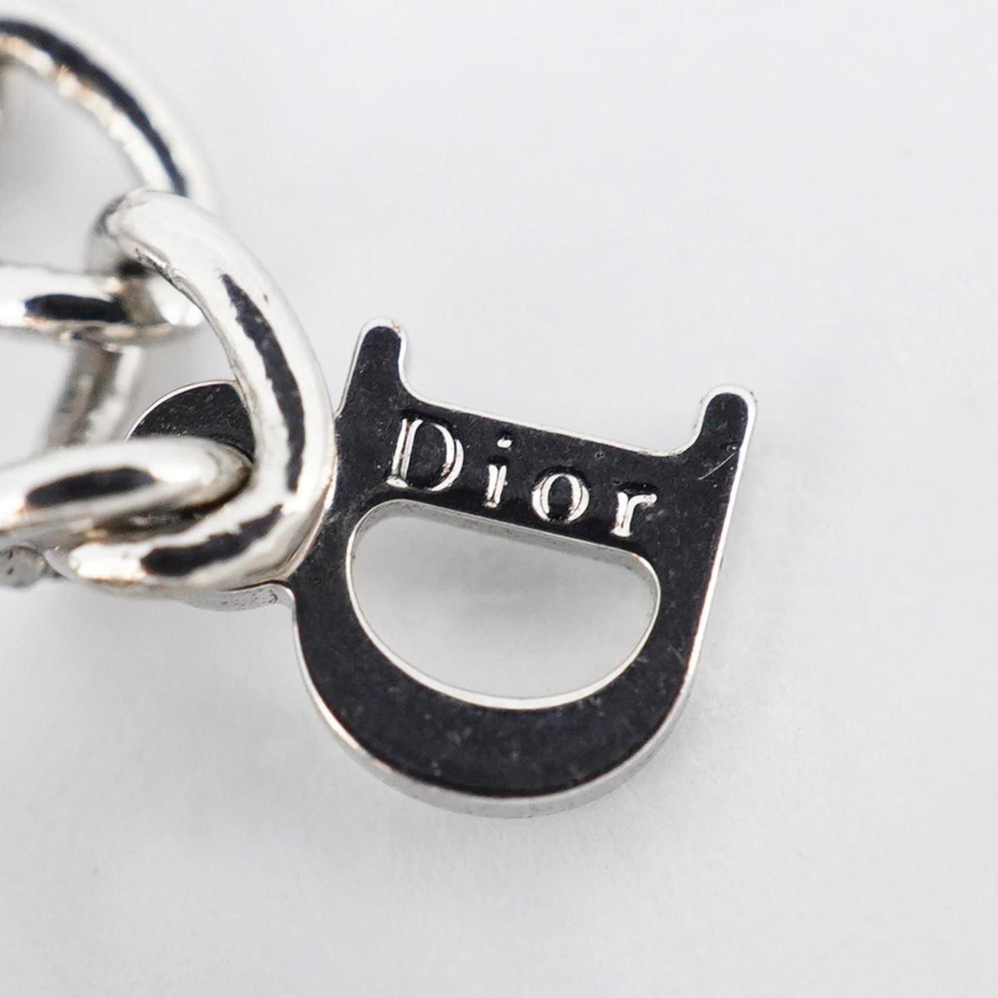 Christian Dior Bracelet Plate Metal Silver Black Women's