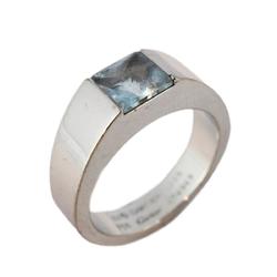 Cartier Tank Ring Aquamarine K18WG White Gold Women's