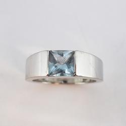 Cartier Tank Ring Aquamarine K18WG White Gold Women's