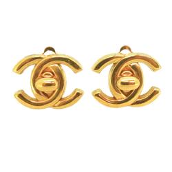 Chanel earrings turn lock 96P GP plated gold ladies