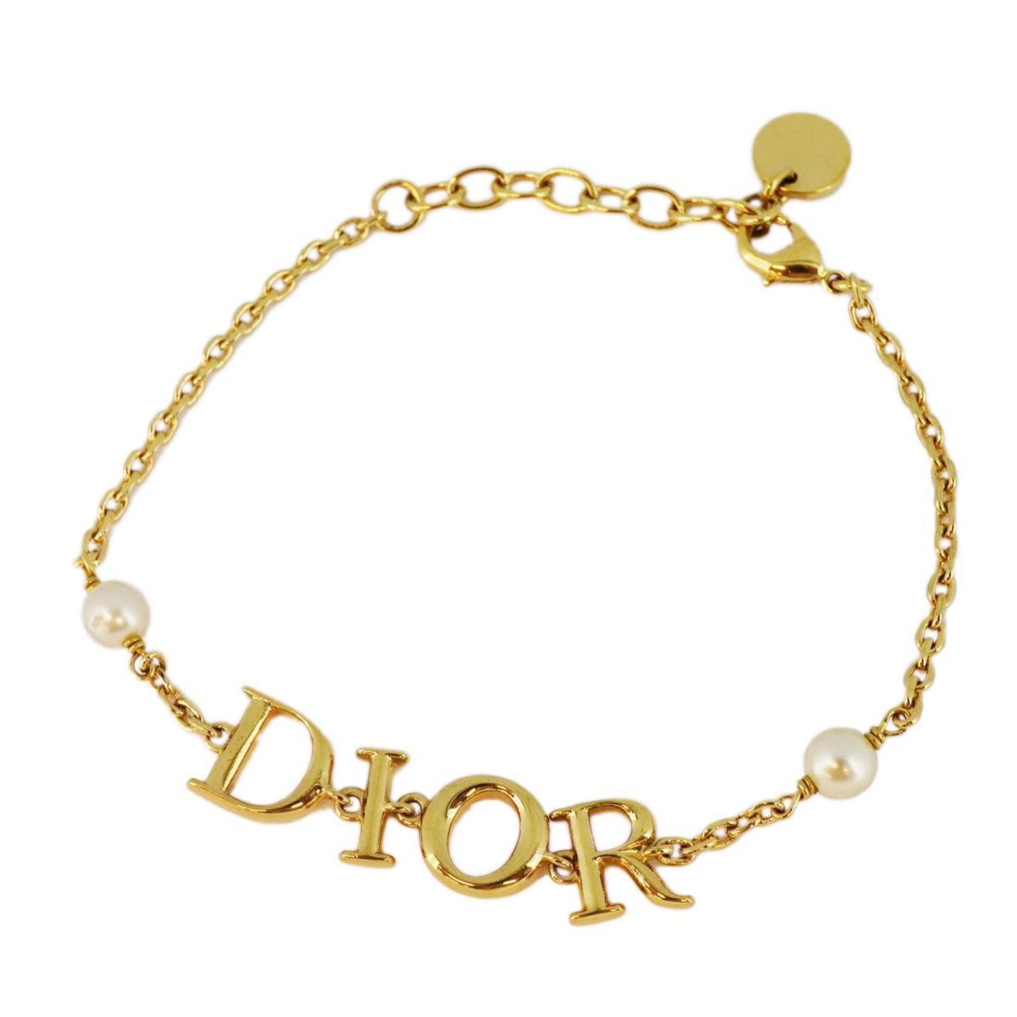 Christian Dior Bracelet Fake Pearl GP Plated Gold Women's