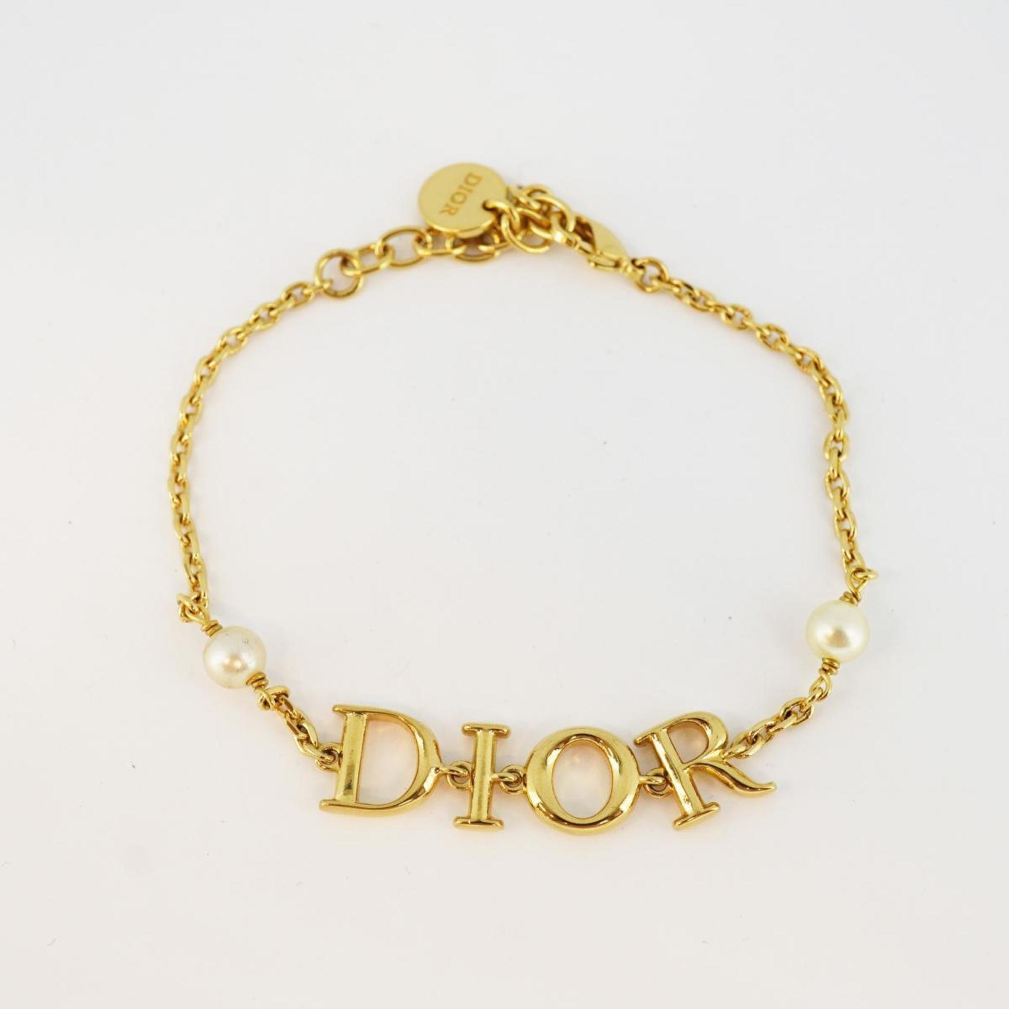 Christian Dior Bracelet Fake Pearl GP Plated Gold Women's