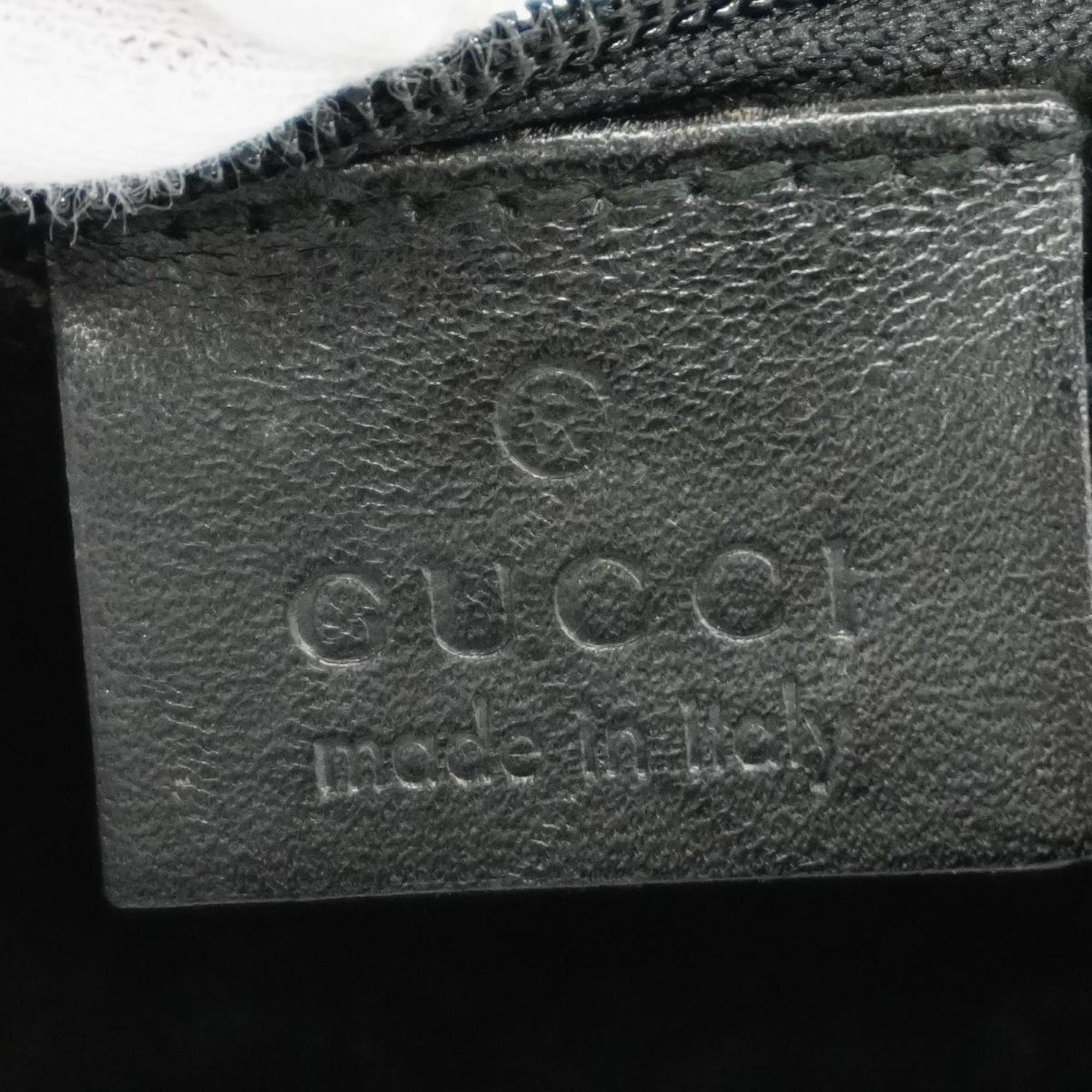 Gucci Handbag Bamboo 001 3739 Suede Leather Black Women's