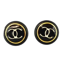 Chanel Earrings Coco Mark Circle GP Plated Gold White Black 97P Women's