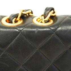 Chanel Shoulder Bag Deca Matelasse W Chain Lambskin Black Women's