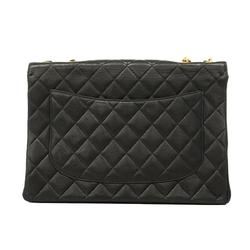 Chanel Shoulder Bag Deca Matelasse W Chain Lambskin Black Women's