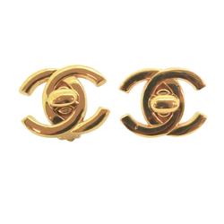 Chanel Earrings Turn Lock GP Plated Gold 95A Women's