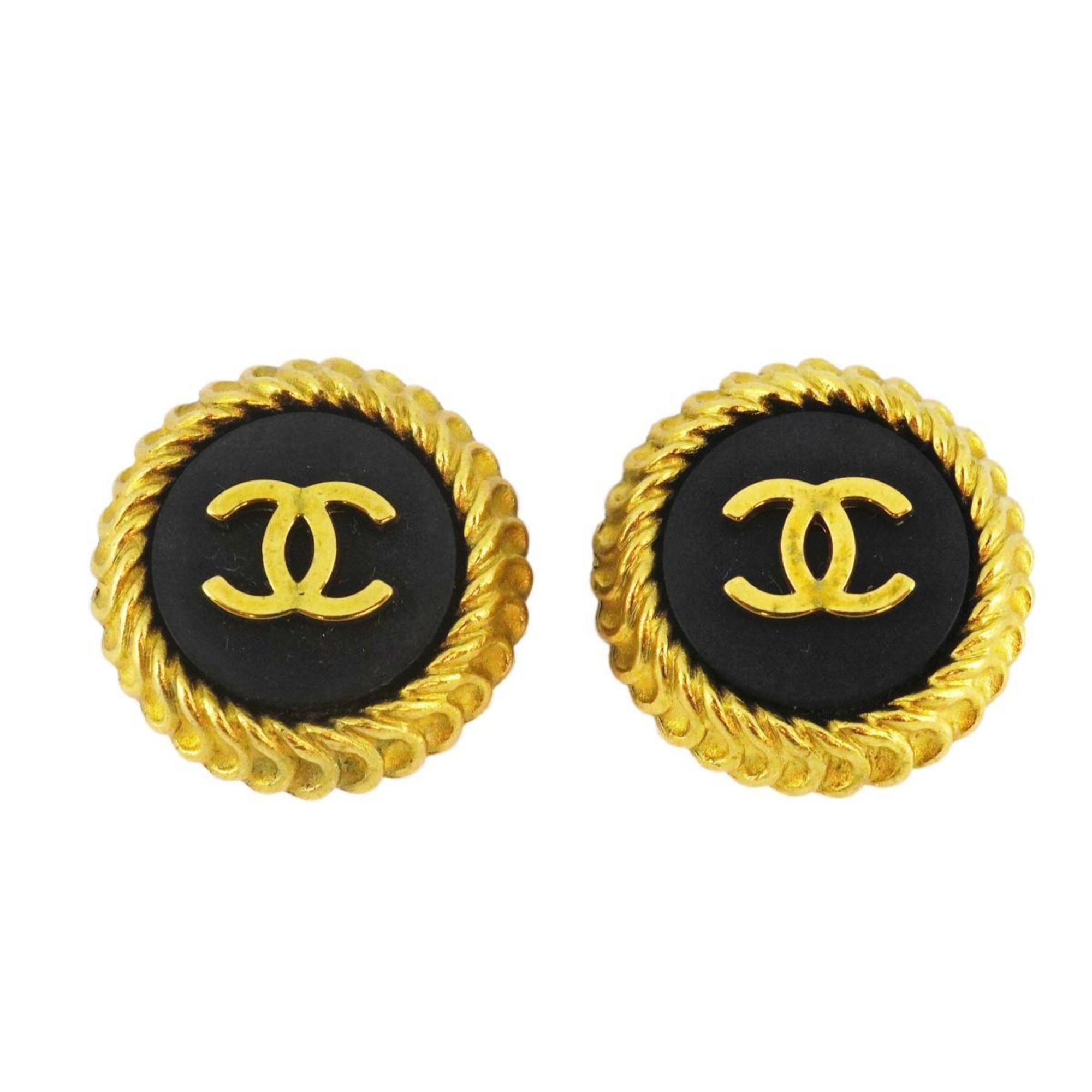 Chanel Earrings Coco Mark Circle GP Plated Gold 95P Women's