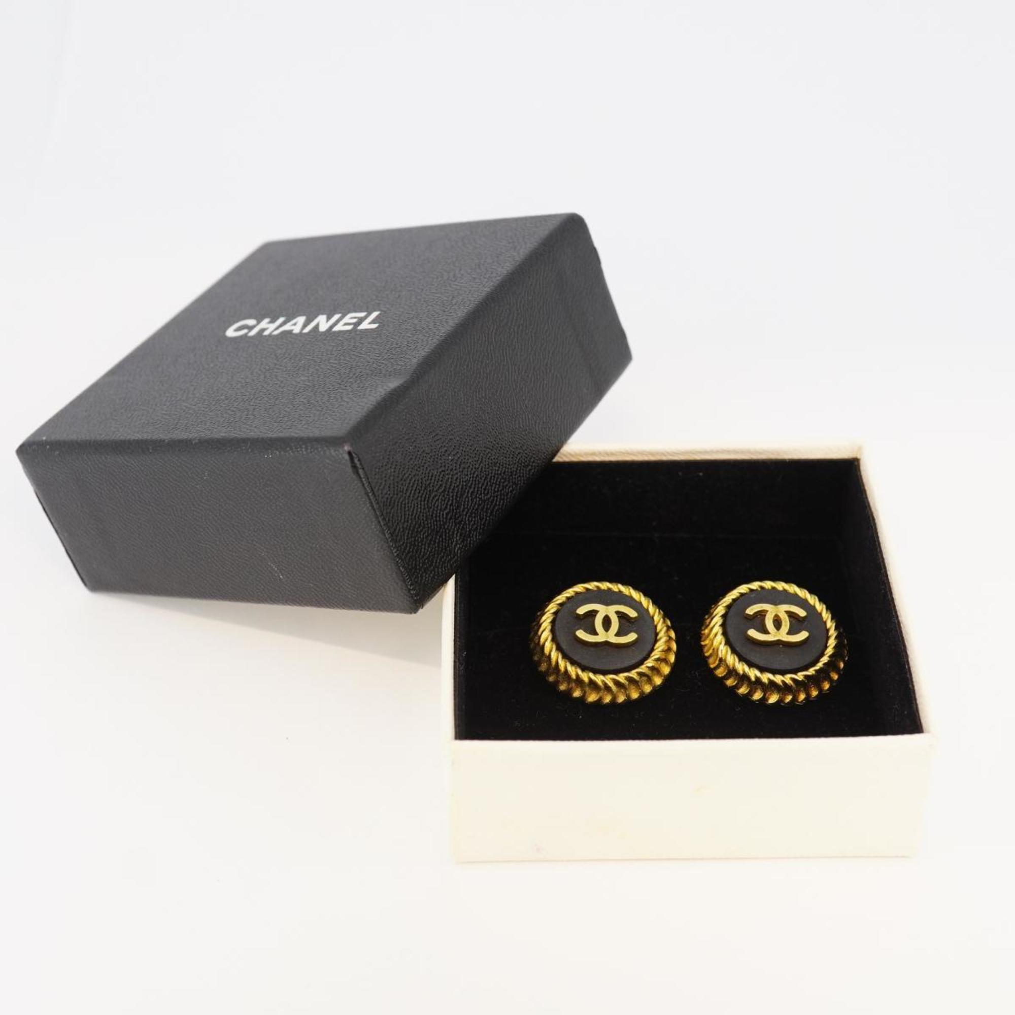 Chanel Earrings Coco Mark Circle GP Plated Gold 95P Women's