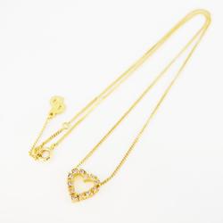 Christian Dior Necklace Heart Motif Rhinestone GP Plated Gold Women's