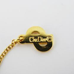 Christian Dior Necklace Heart Motif Rhinestone GP Plated Gold Women's