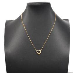 Christian Dior Necklace Heart Motif Rhinestone GP Plated Gold Women's