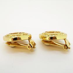 Christian Dior Earrings Diamond Rhinestone GP Plated Gold Women's