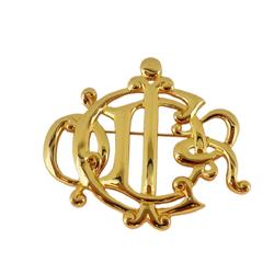 Christian Dior Brooch Emblem GP Plated Gold Women's