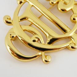 Christian Dior Brooch Emblem GP Plated Gold Women's