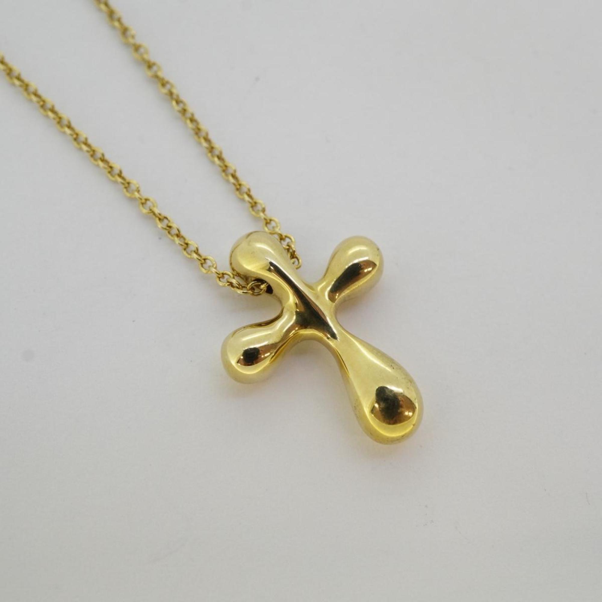 Tiffany Necklace Small Cross K18YG Yellow Gold Women's