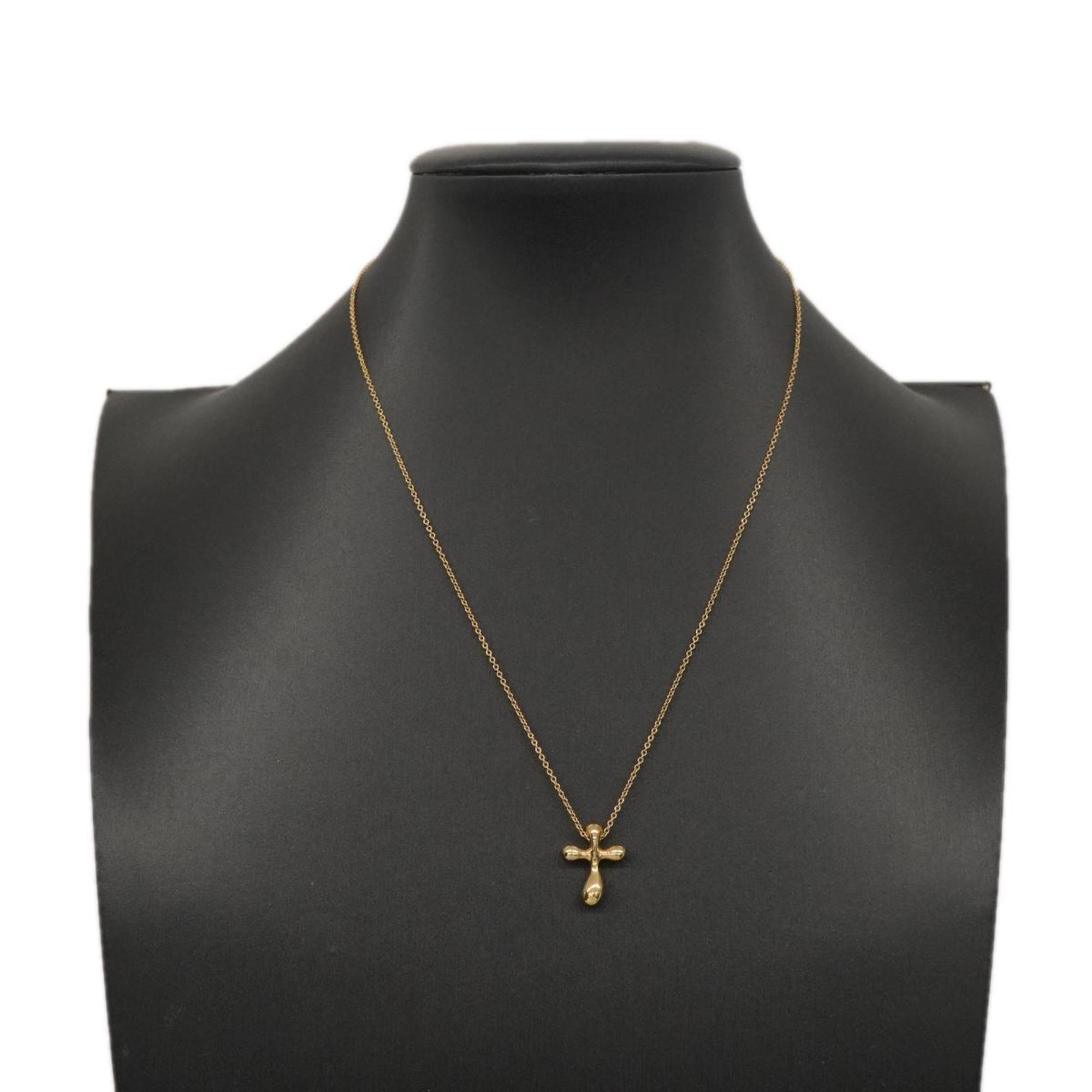 Tiffany Necklace Small Cross K18YG Yellow Gold Women's