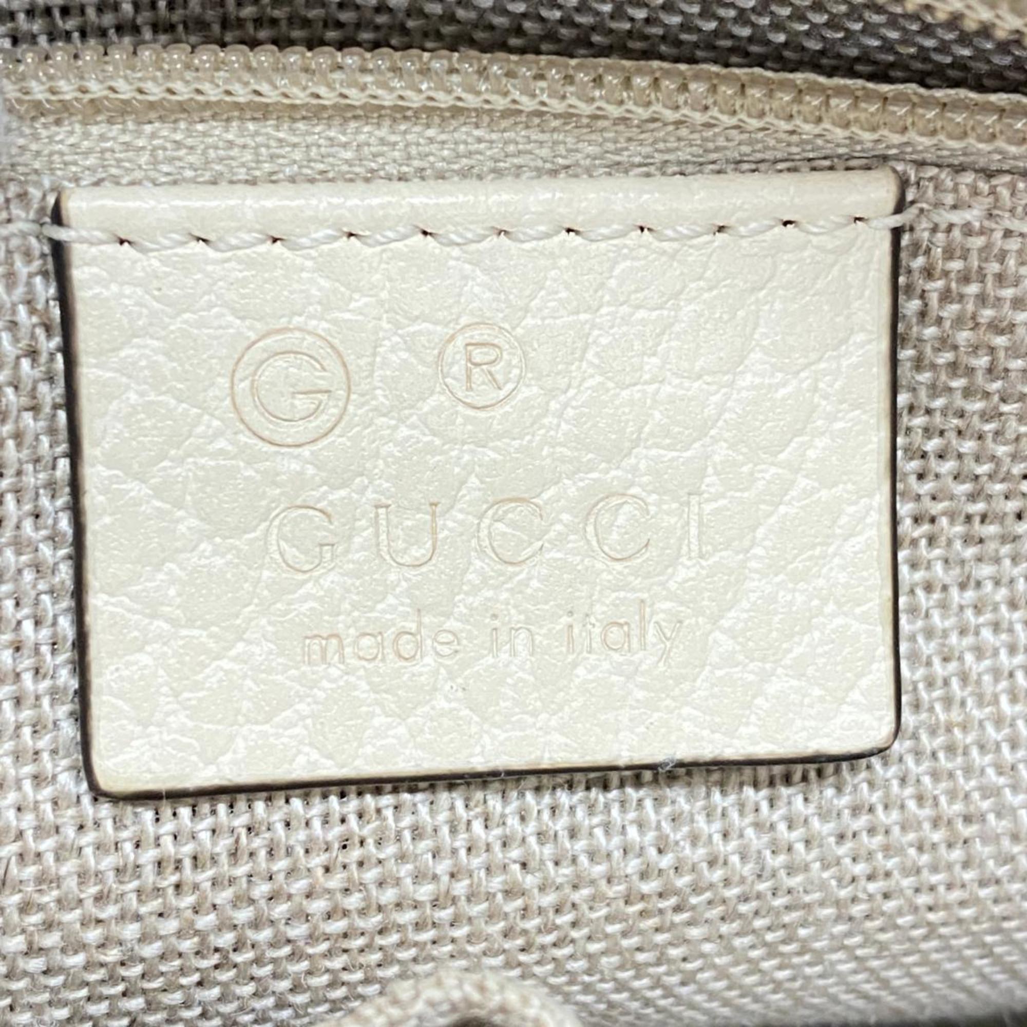 Gucci Handbag GG Canvas 449241 Leather Brown Beige White Champagne Women's