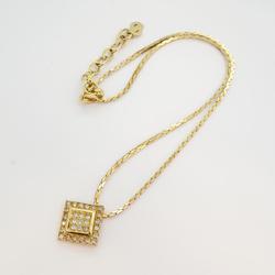 Christian Dior Necklace, Diamond Shape, Rhinestone, GP Plated, Gold, Women's