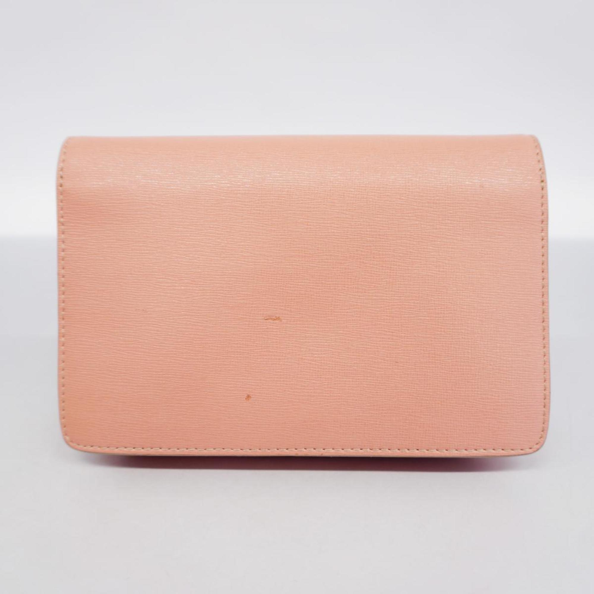 Fendi Shoulder Wallet Monster Leather Pink Women's