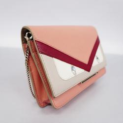 Fendi Shoulder Wallet Monster Leather Pink Women's