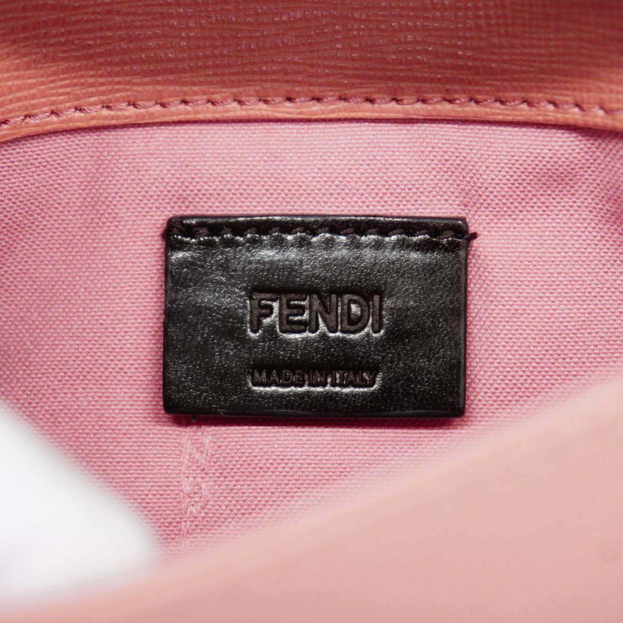 Fendi Shoulder Wallet Monster Leather Pink Women's