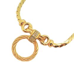 Christian Dior Necklace Circle Rhinestone GP Plated Gold Women's