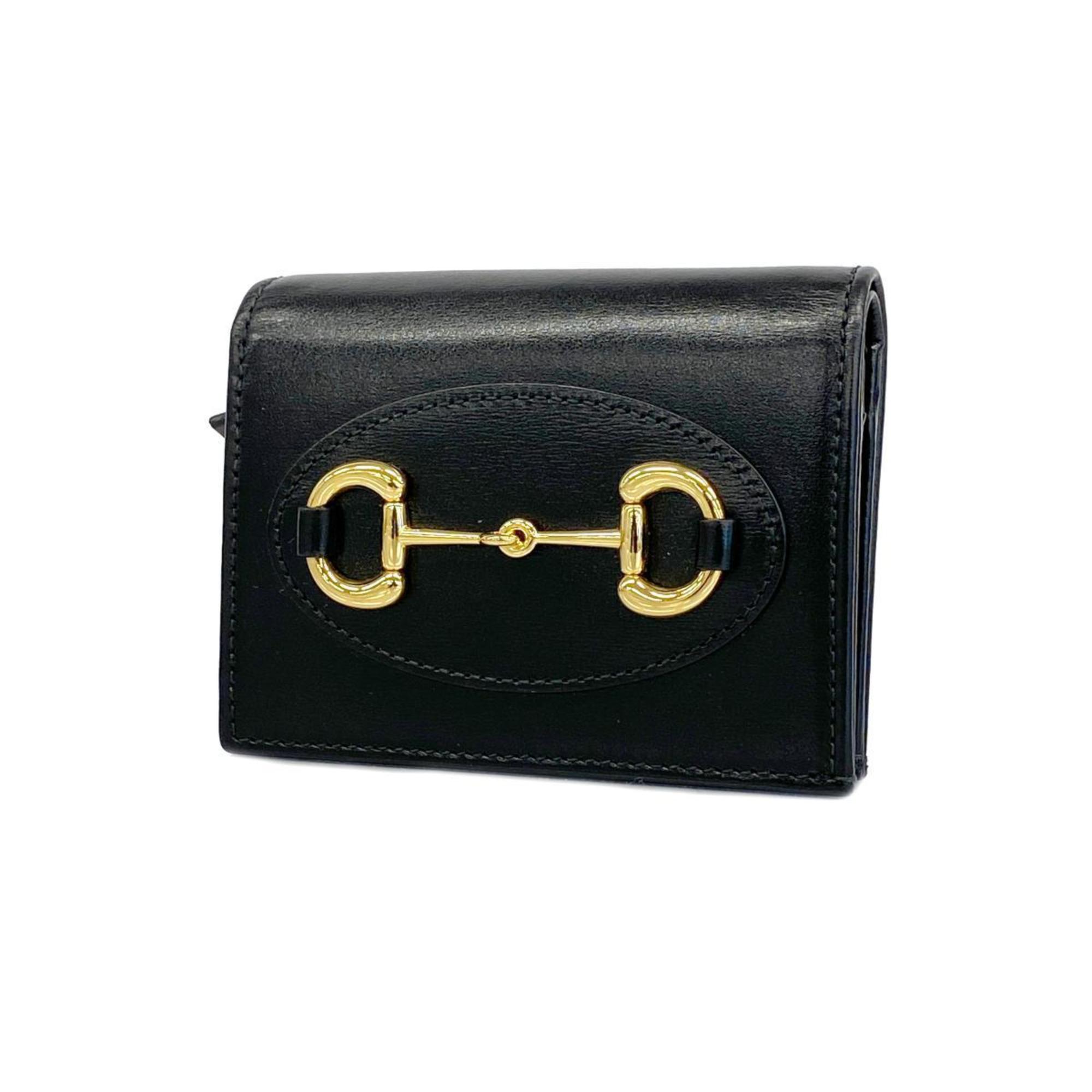 Gucci Horsebit Wallet 621887 Leather Black Women's