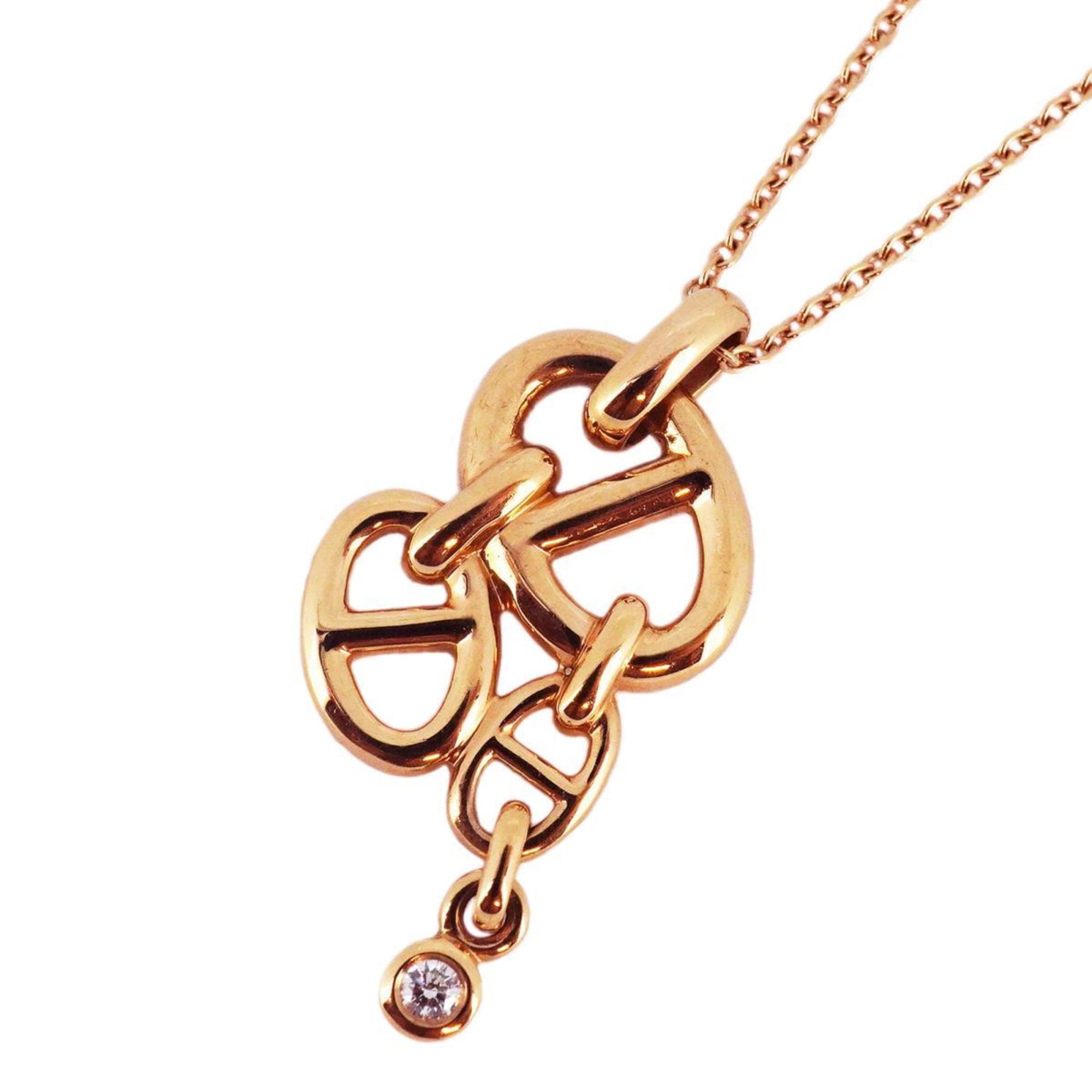 Hermes Necklace Chaine d'Ancre 1PD Diamond K18PG Pink Gold Women's