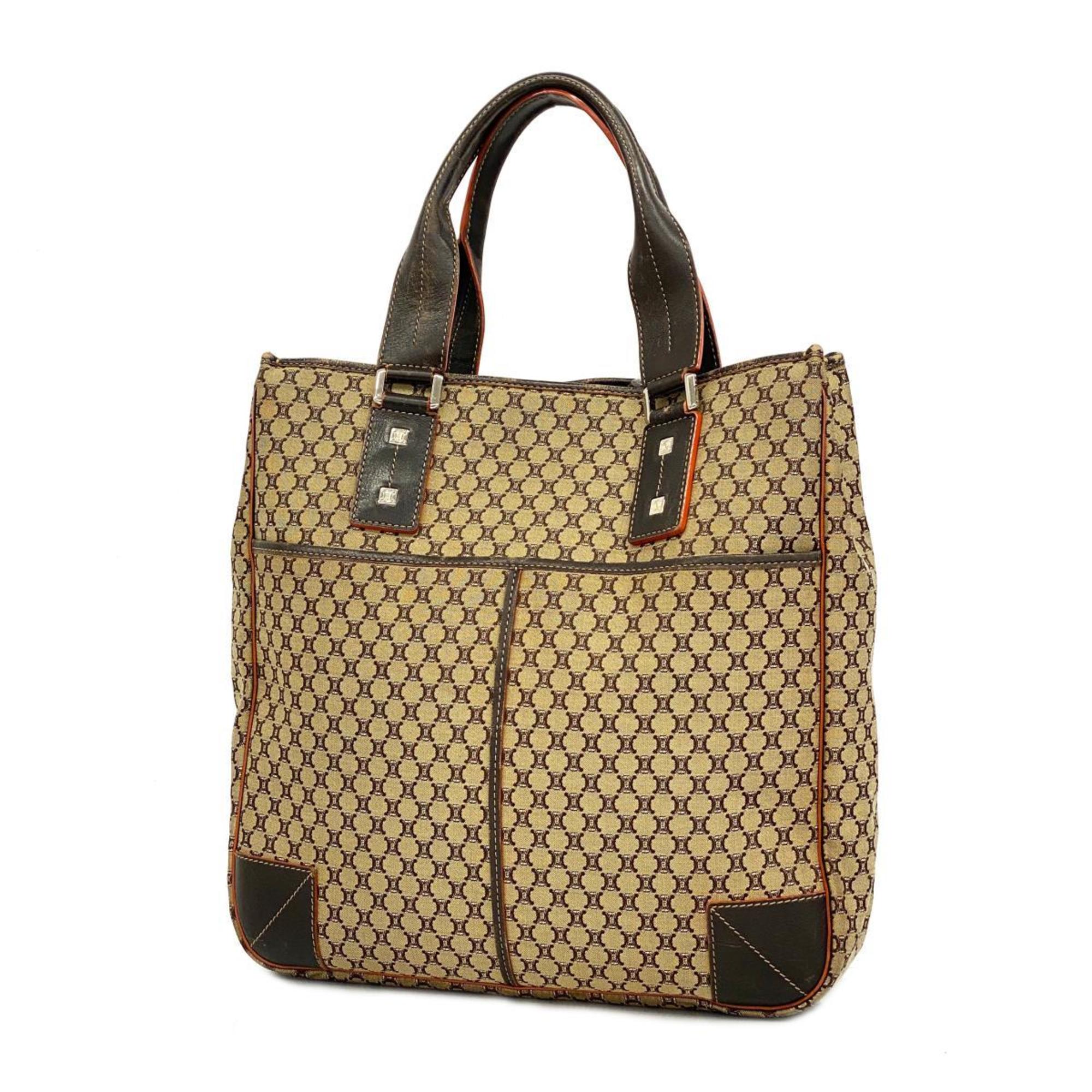 Celine tote bag macadam nylon canvas brown beige women's