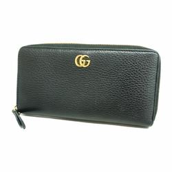 Gucci Long Wallet GG Marmont 456117 Leather Black Women's