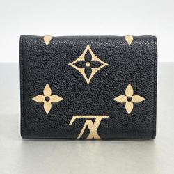 Louis Vuitton Tri-fold Wallet Monogram Empreinte Bicolor Portefeuille Victorine M80968 Black Beige Women's