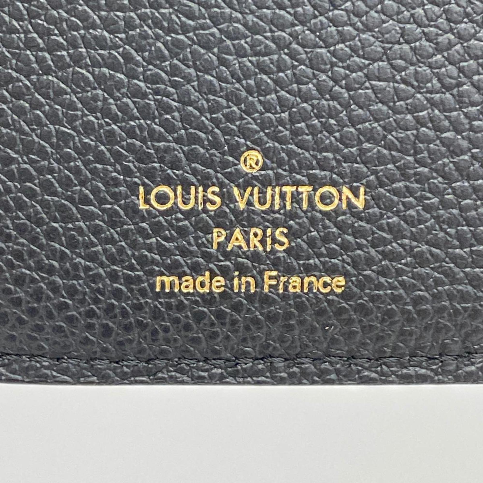 Louis Vuitton Tri-fold Wallet Monogram Empreinte Bicolor Portefeuille Victorine M80968 Black Beige Women's