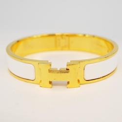 Hermes Bangle Click Clack PM GP Plated Gold White Women's