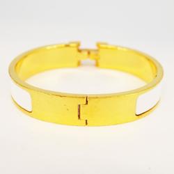 Hermes Bangle Click Clack PM GP Plated Gold White Women's