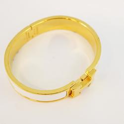 Hermes Bangle Click Clack PM GP Plated Gold White Women's