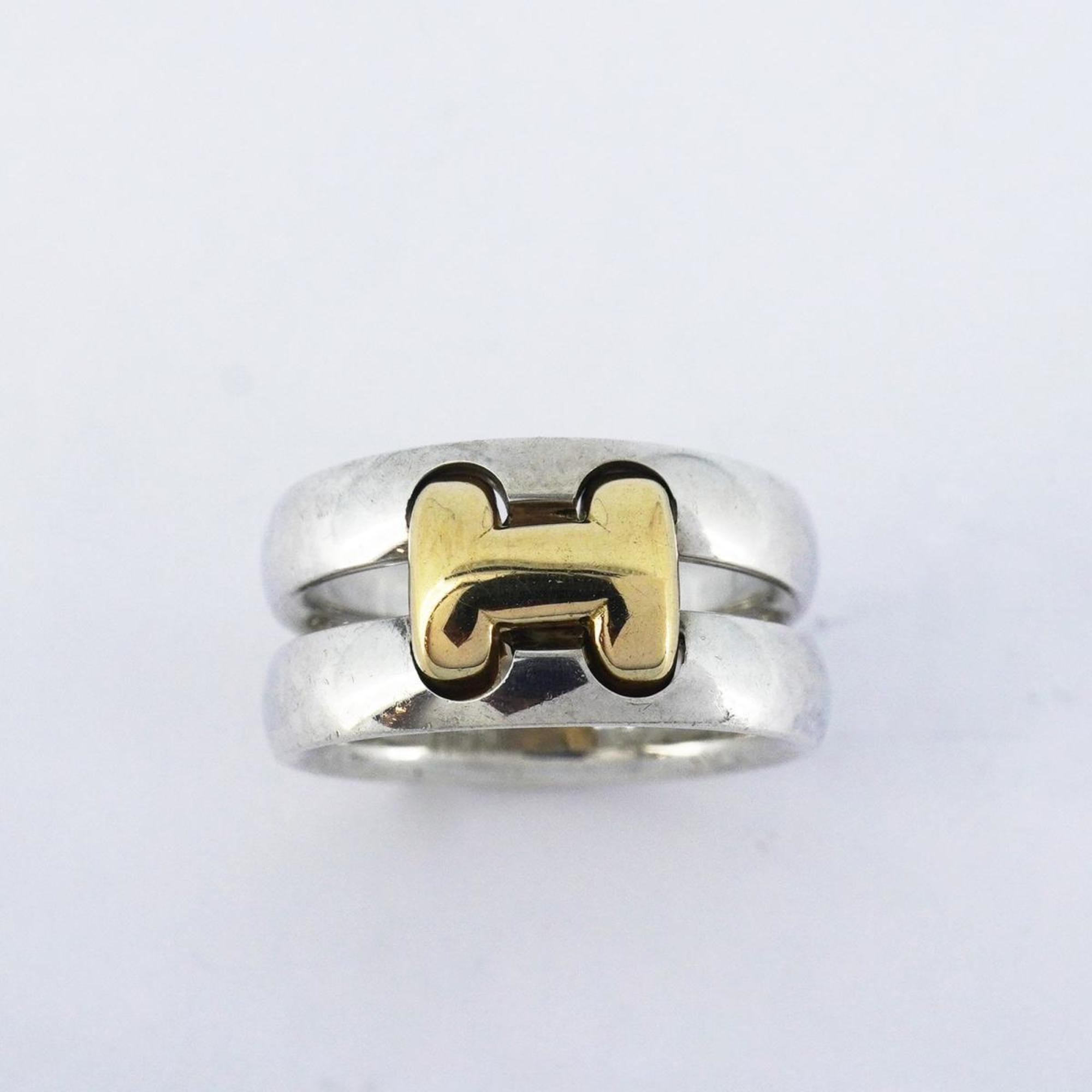 Hermes Ring Olympe K18YG Yellow Gold Metal Silver Women's