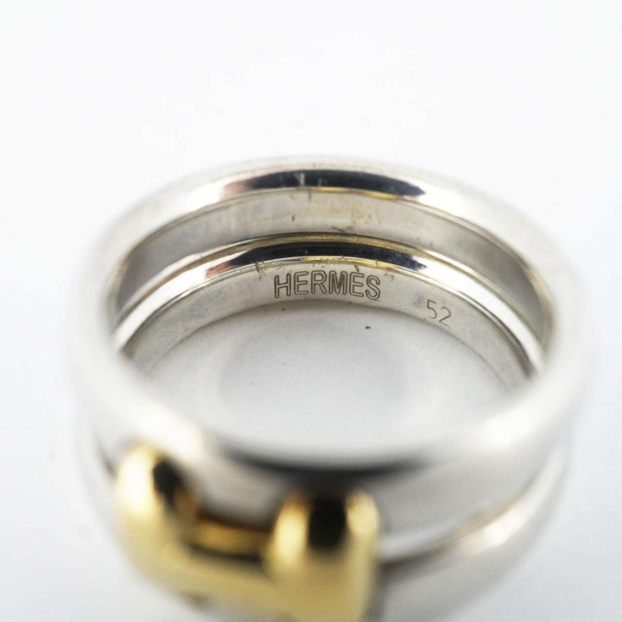 Hermes Ring Olympe K18YG Yellow Gold Metal Silver Women's