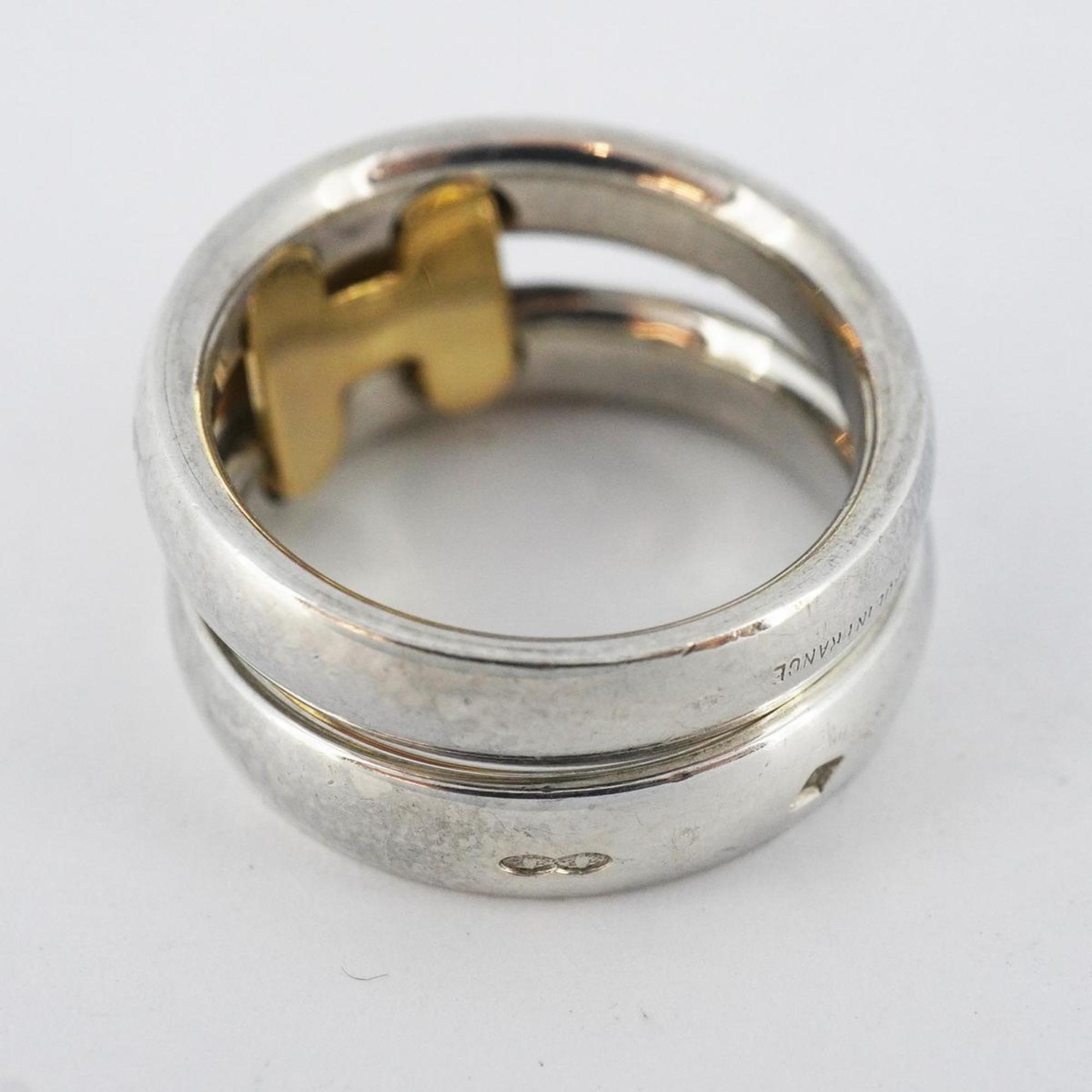 Hermes Ring Olympe K18YG Yellow Gold Metal Silver Women's