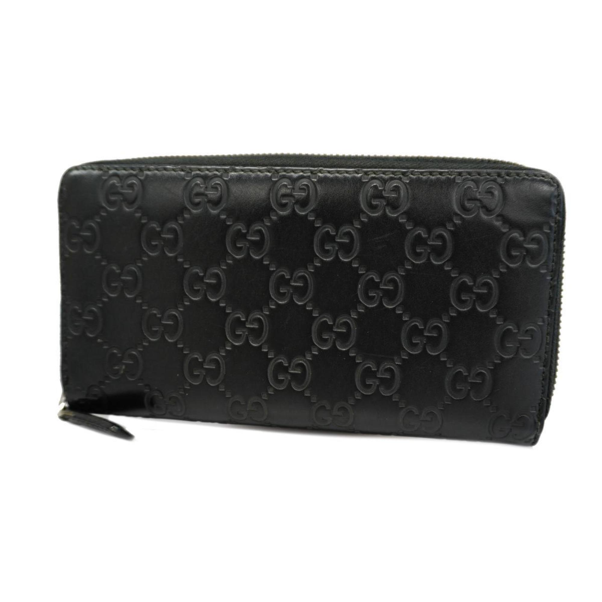 Gucci Long Wallet Guccissima 307987 Leather Black Men's Women's