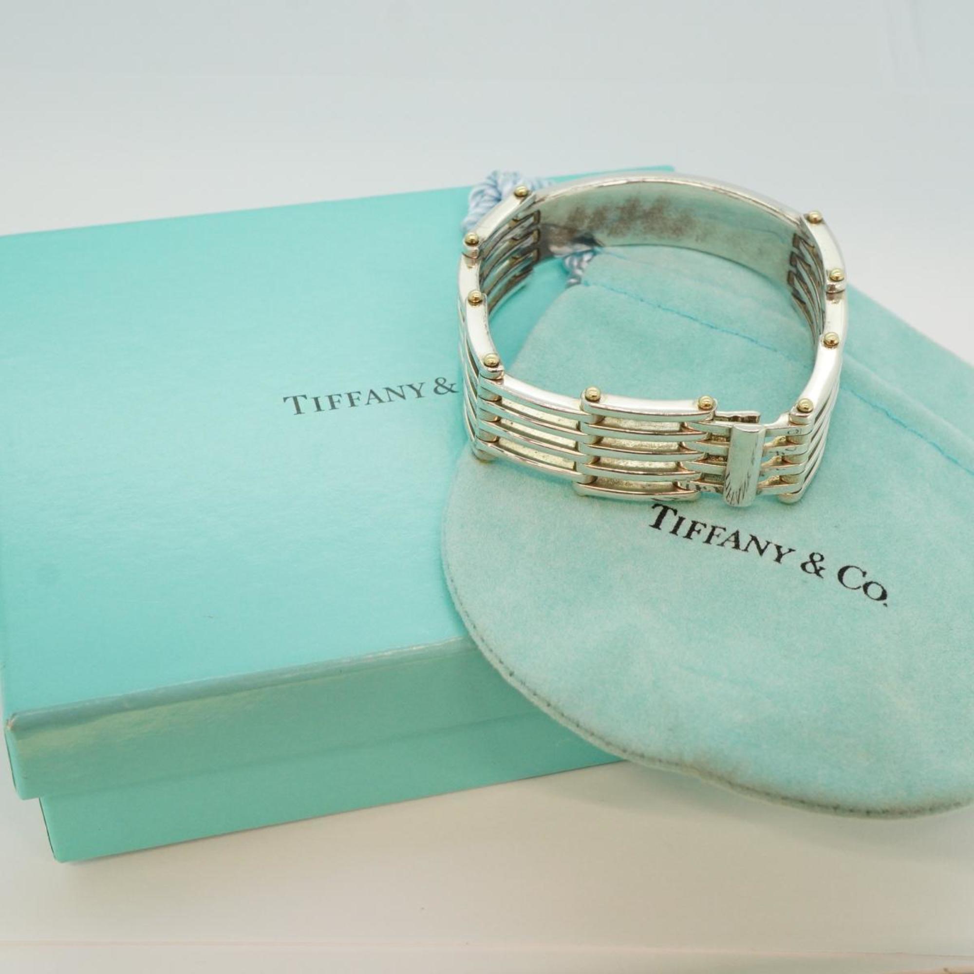 Tiffany Bracelet Gate Link K18YG Yellow Gold 925 Silver Women's