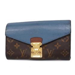 Louis Vuitton Long Wallet Monogram Portefeuille Pallas M63940 Blue Jean Ladies