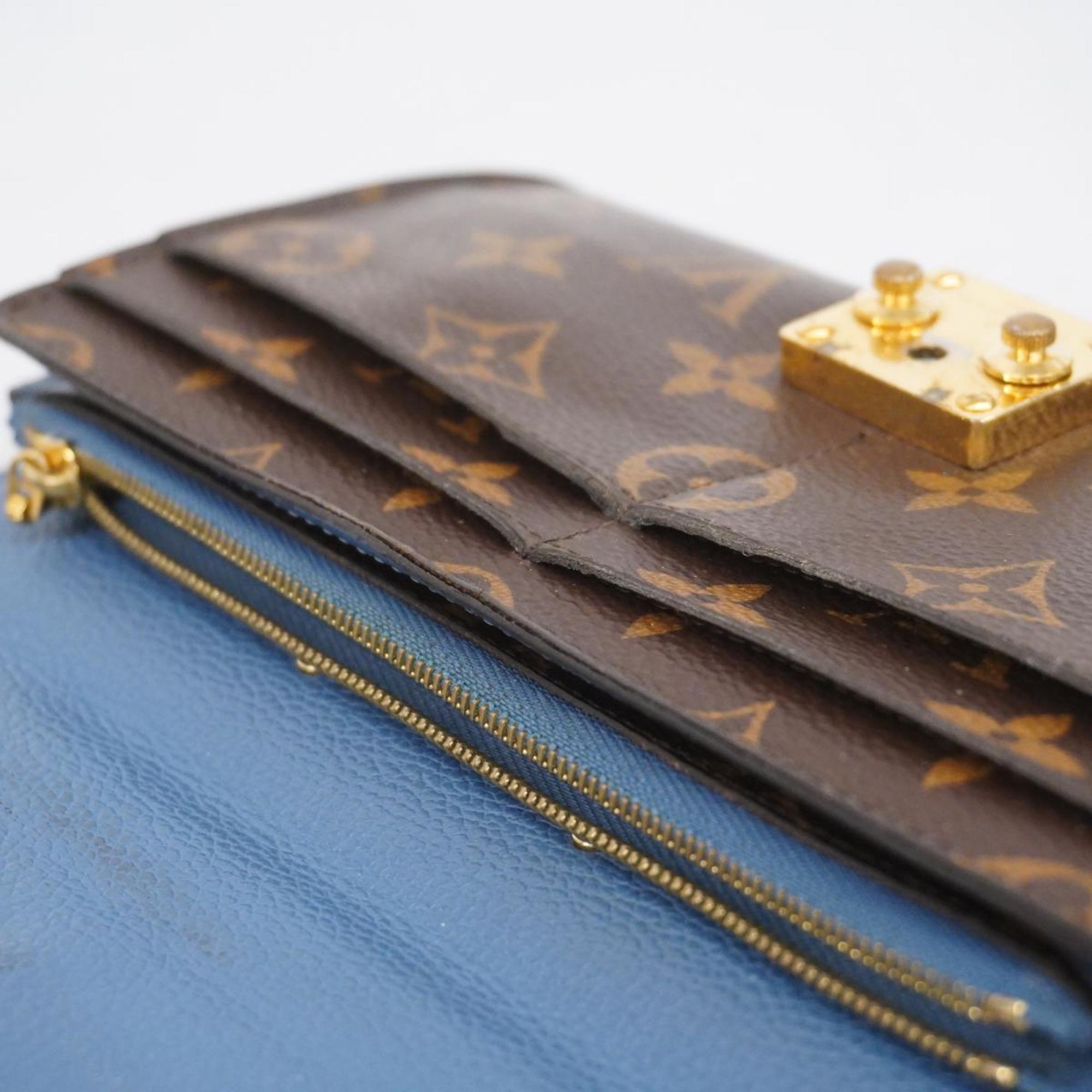 Louis Vuitton Long Wallet Monogram Portefeuille Pallas M63940 Blue Jean Ladies