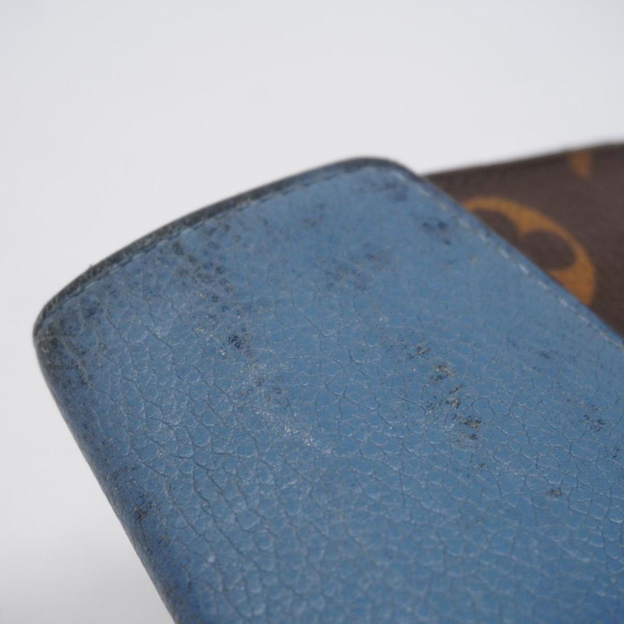 Louis Vuitton Long Wallet Monogram Portefeuille Pallas M63940 Blue Jean Ladies