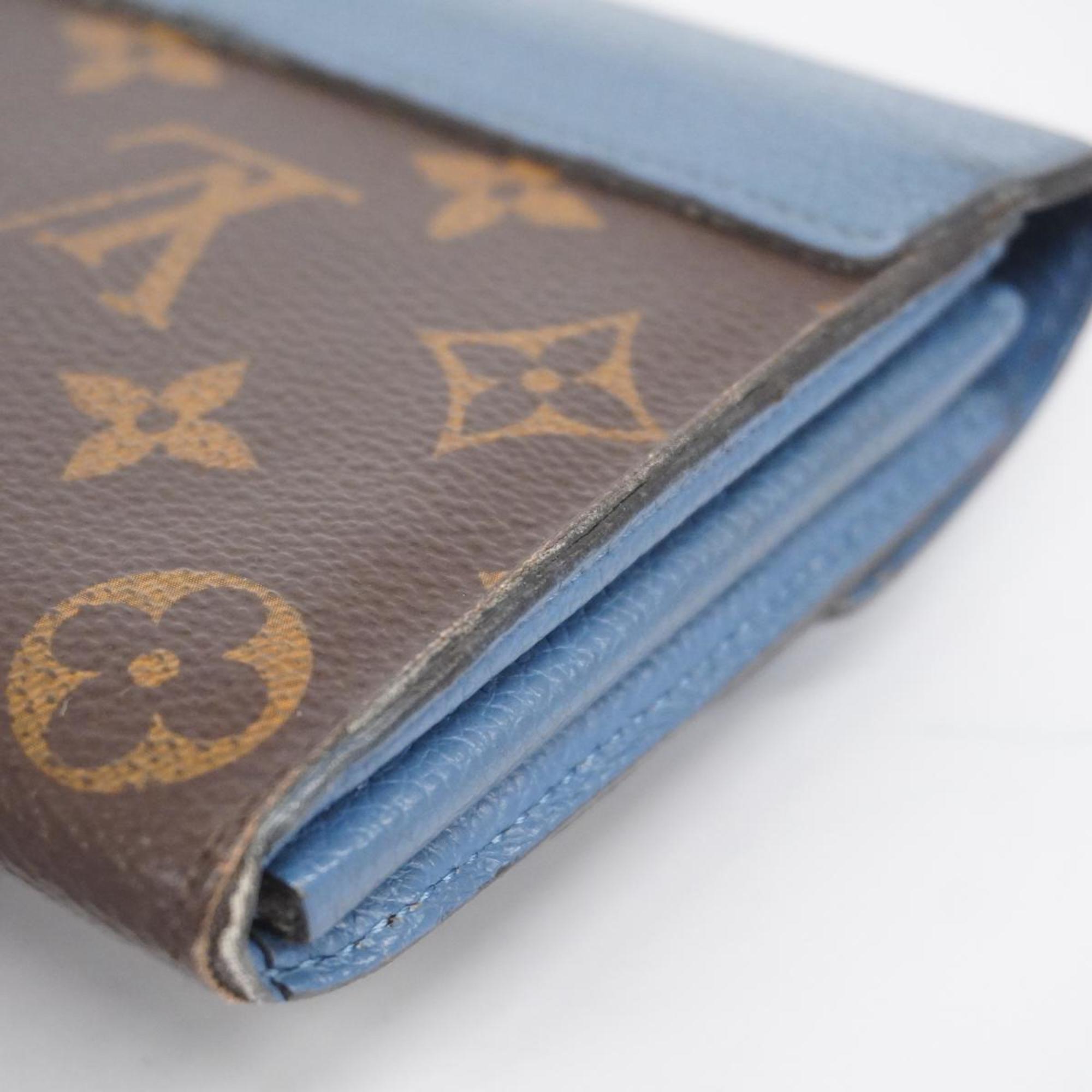 Louis Vuitton Long Wallet Monogram Portefeuille Pallas M63940 Blue Jean Ladies