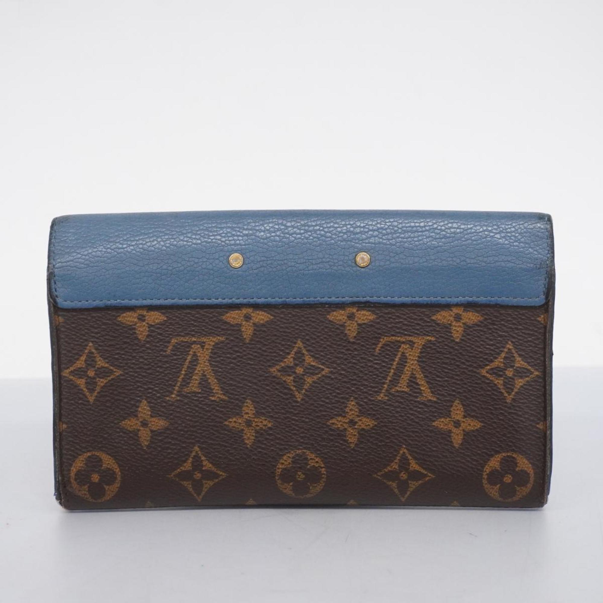 Louis Vuitton Long Wallet Monogram Portefeuille Pallas M63940 Blue Jean Ladies